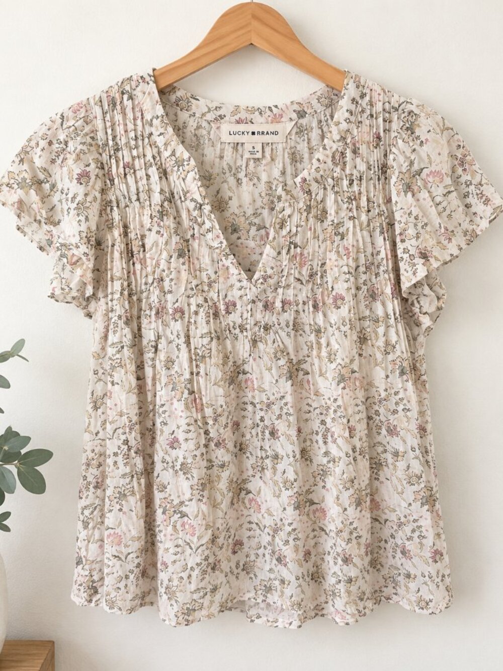 Lucky Brand Floral Pleated Blouse Top – Women’s Small